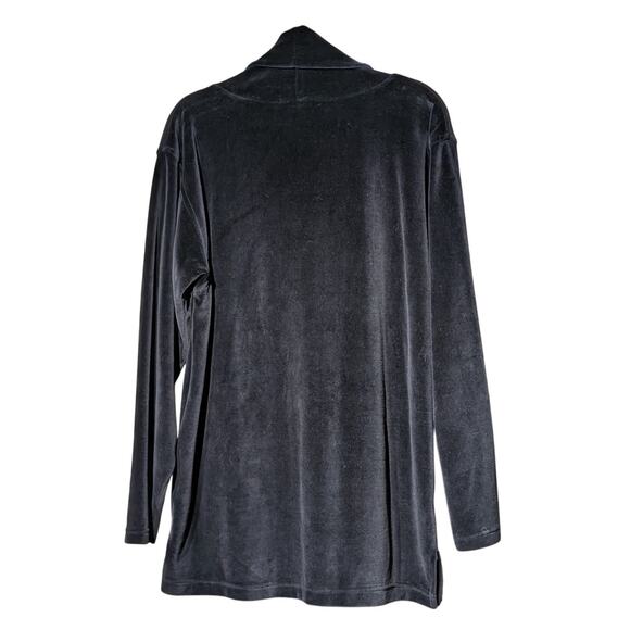 Vtg LizSport Black Velvet/Velour Turtle Neck Long Sleeve Oversize Tunic Sz S - Picture 2 of 6